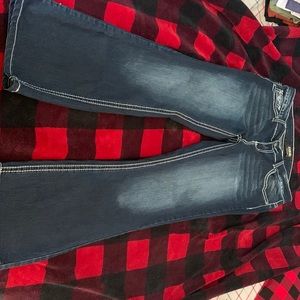 dark blue boot cut jeans